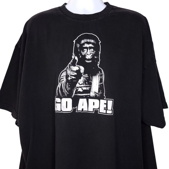 Unbranded Other - Go Ape Mens T Shirt 5XL Black Printed Crew Neck Pullover Short Sleeve Mens